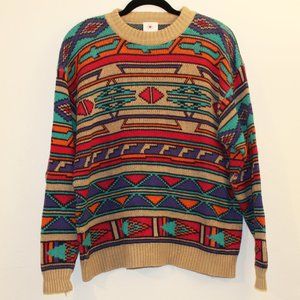 Vintage 80s Colorful Grandpa Sweater